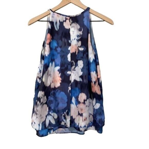 Saint Tropez West Small Watercolor Floral Tank Top Flowy Dressy Sleeveless Top - Picture 4 of 8